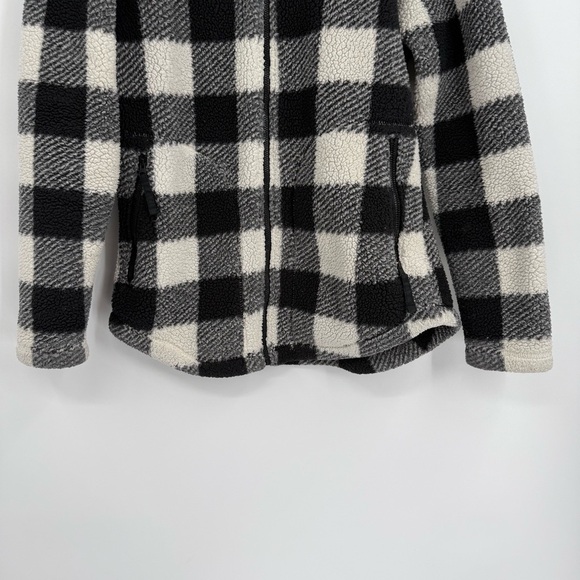 Columbia West Bend Sherpa Fleece Jacket Black White Check Size Small Full Zip - Picture 3 of 9